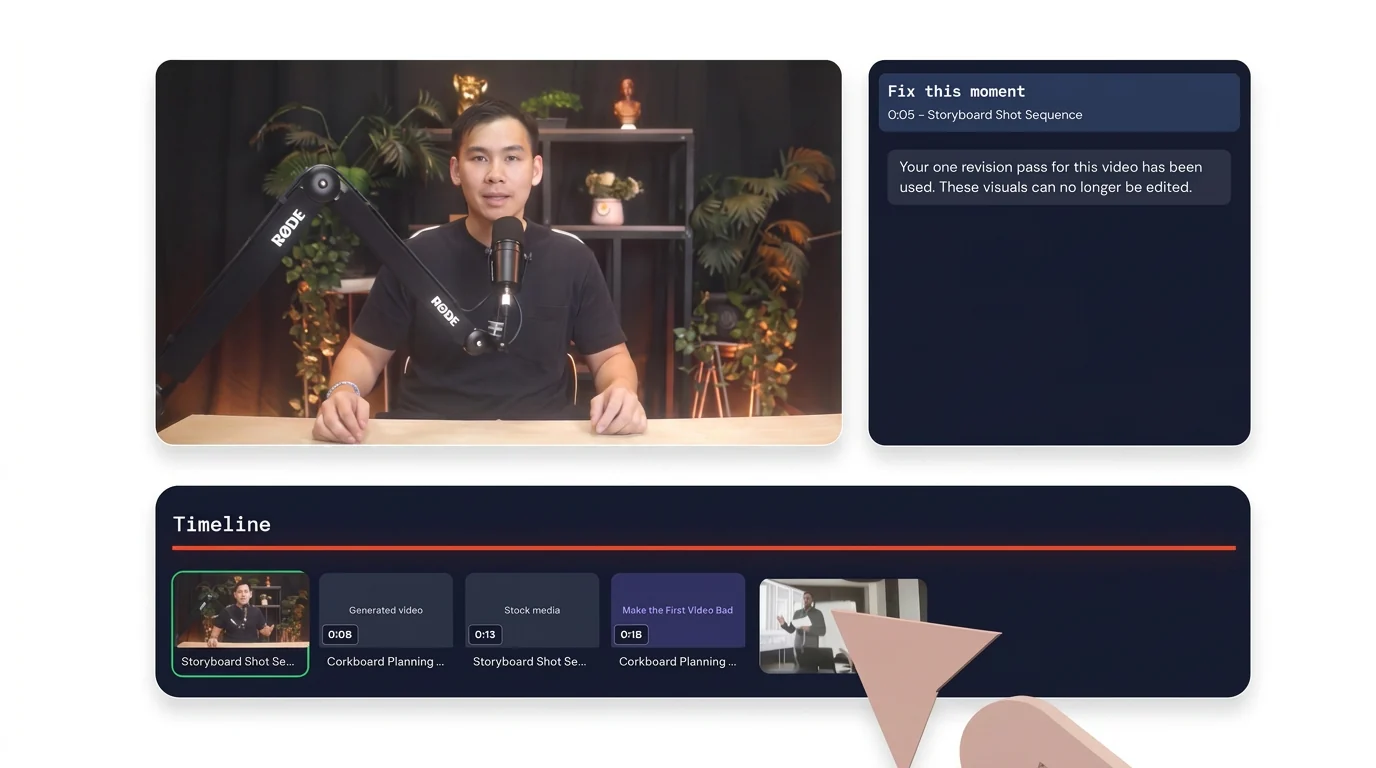 Video engine timeline and revision panel