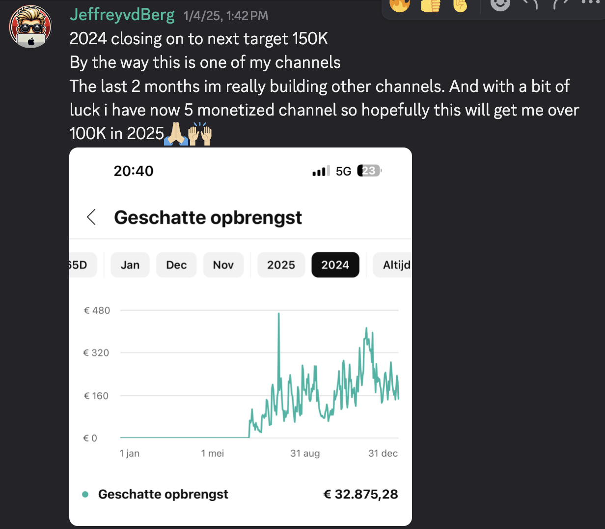 Chris's $24,000 earnings from million view video using Subscribr