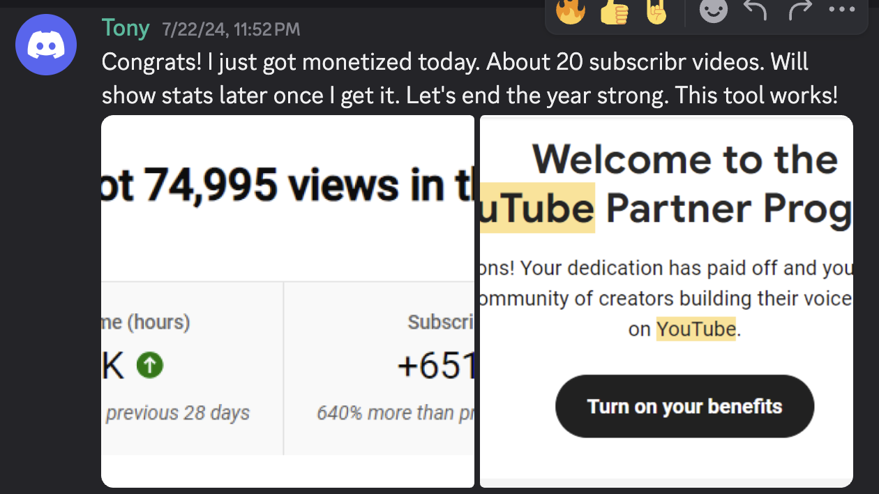 Chris's $24,000 earnings from million view video