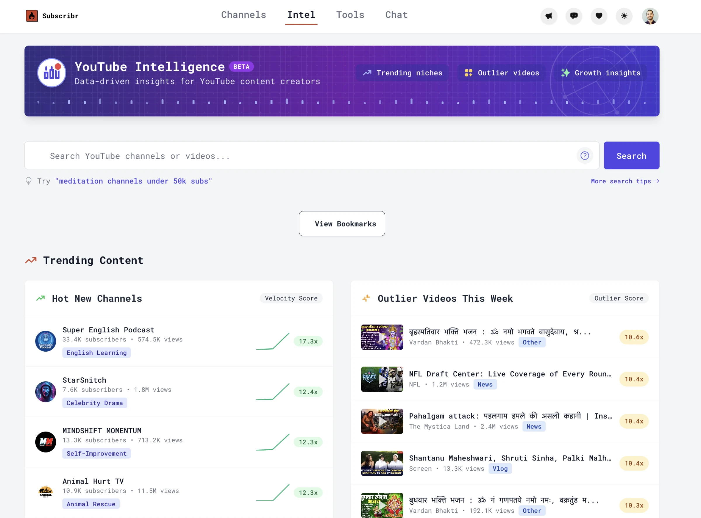 YouTube competitor analysis and channel analytics