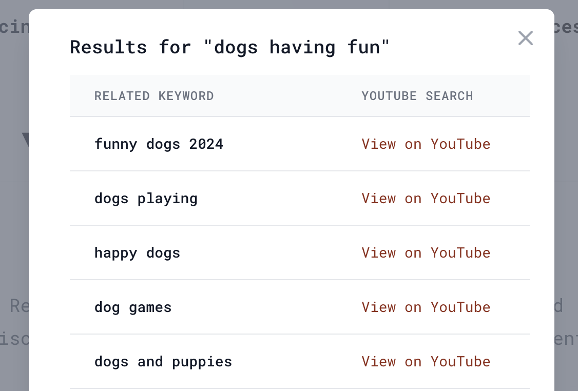 YouTube search results for 'dogs having fun'